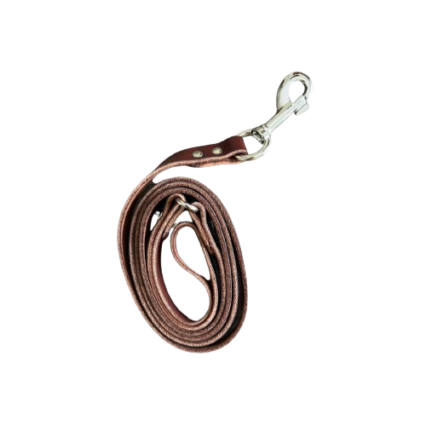 Pure Leather Dog Leash in brown - 100% genuine leather, 5 feet long.