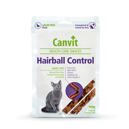 Canvit Hairball Control Snacks for Adult Cats – Natural Fibre & Omega-3 Treats