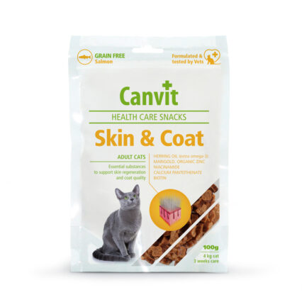Canvit Skin & Coat Health Care Snacks for Adult Cats – Omega-3 Enriched Coat Support Treats
