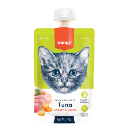 Wanpy 90g Tuna Chicken Carrot Cat Wet Food Pouch