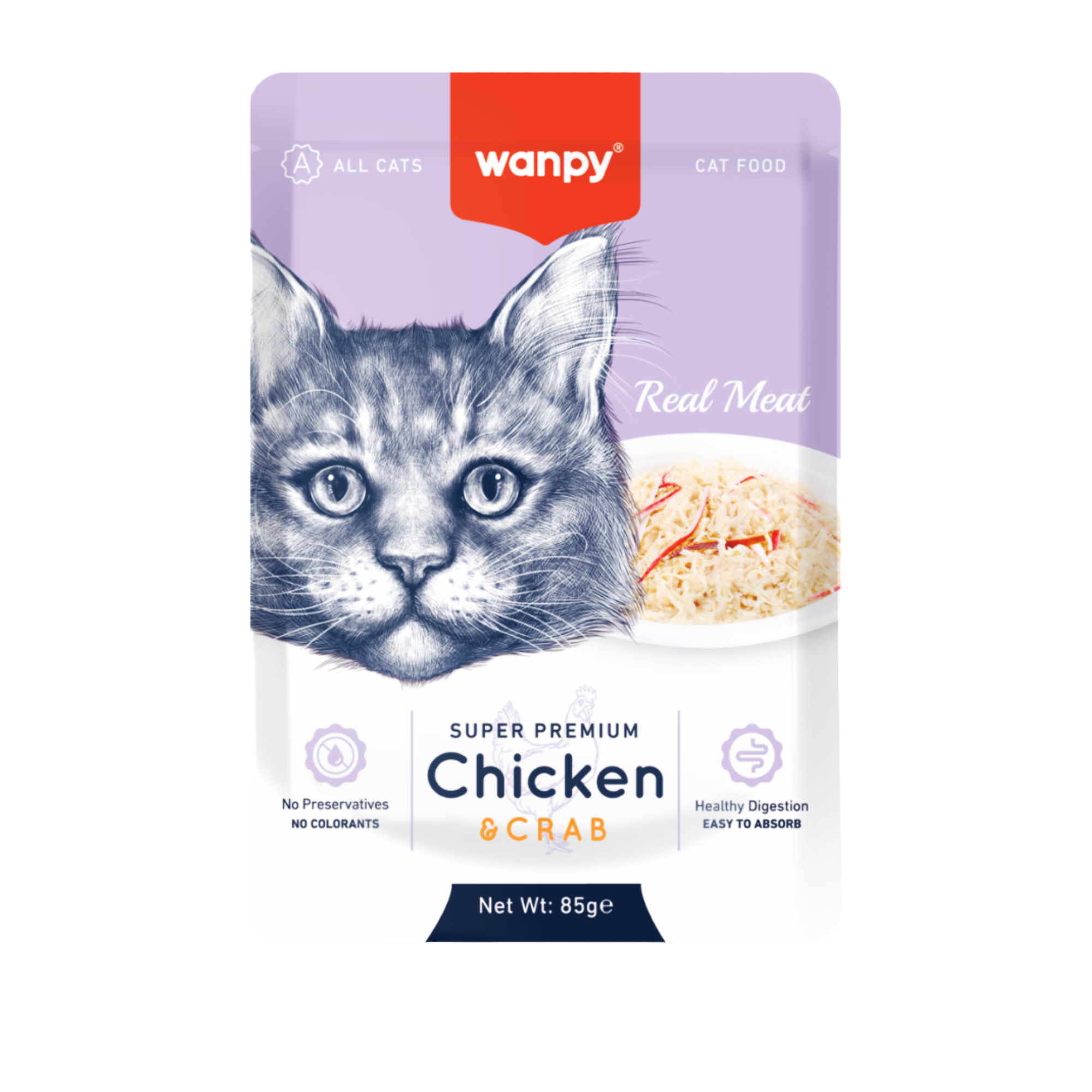 wanpy-real-meat-fillet-in-jelly-chicken-and-crab-mini-pets-world Wanpy Fillet in Jelly Chicken and Crab 85g – natural wet cat food with real meat and no preservatives.